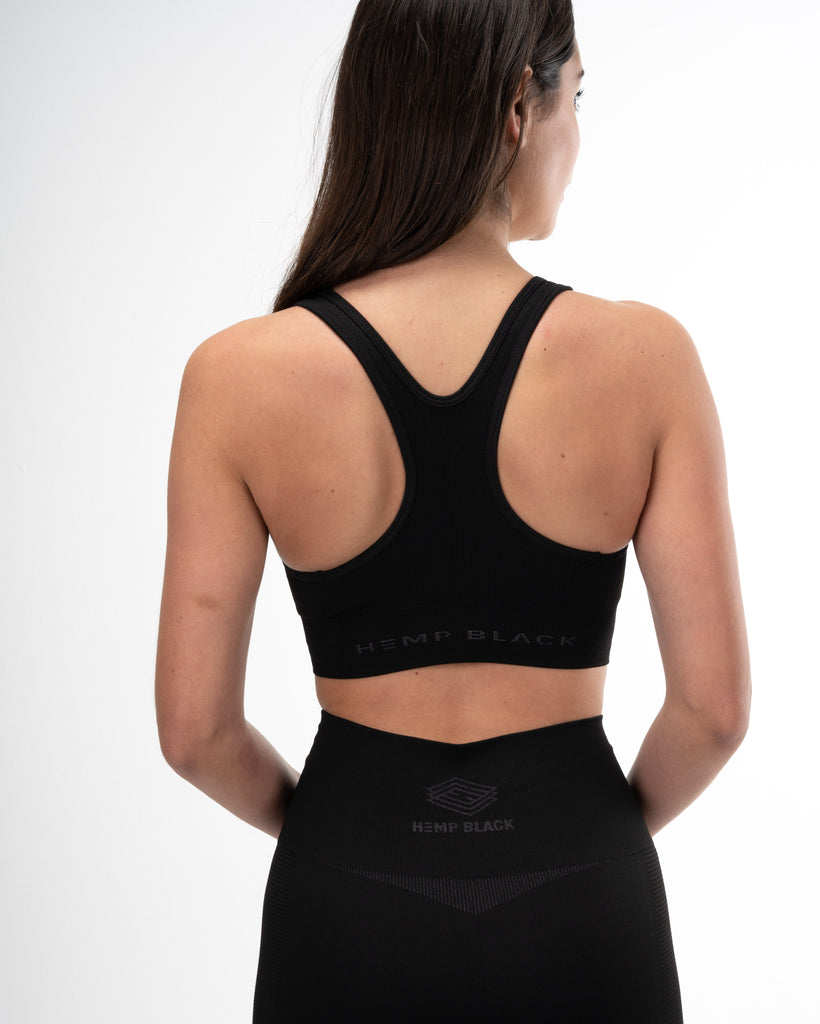 High Support Racer back Cut-Out-Detail Elasticated Underband Sports Bra -  Black