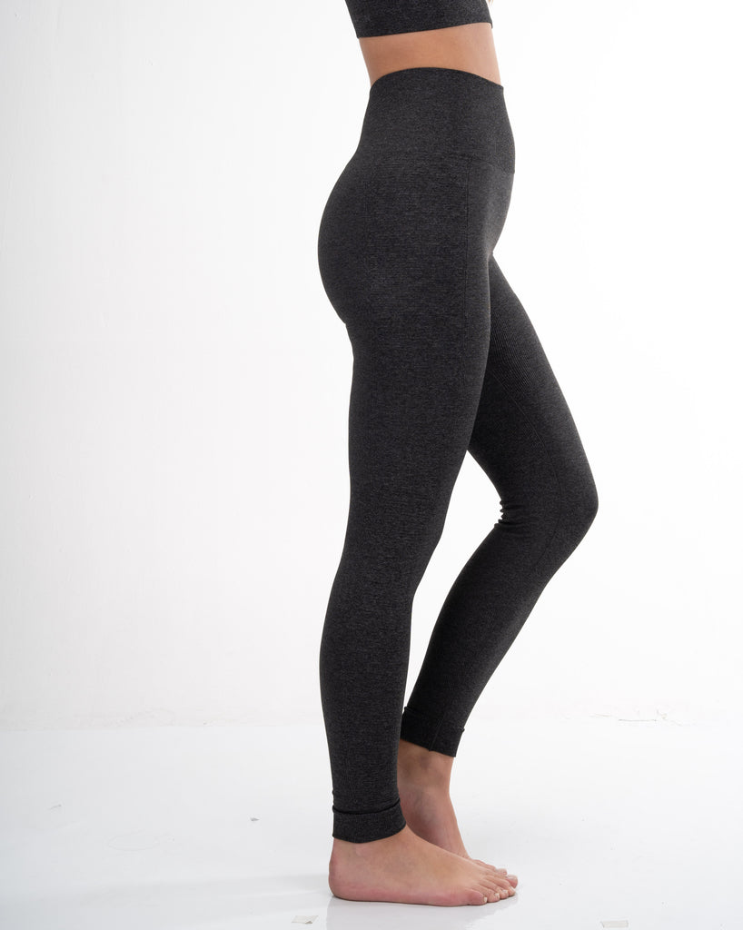 Women's Tall Seamless Compression Legging Black Grey Heather